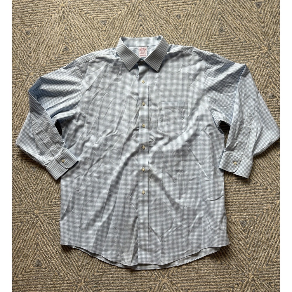 Brooks‎ Brothers Madison Fit Long Sleeve Button Shirt - Blue/White Check 17.5 33